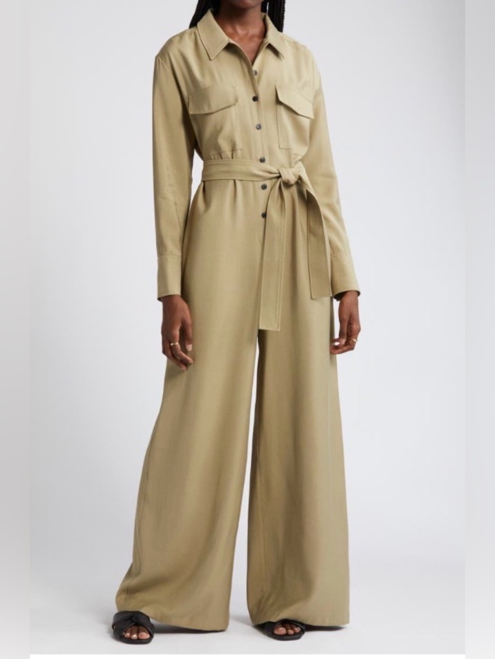 NORDSTROM Wide-Leg Utility Jumpsuit, Olive Green, Size M NWT